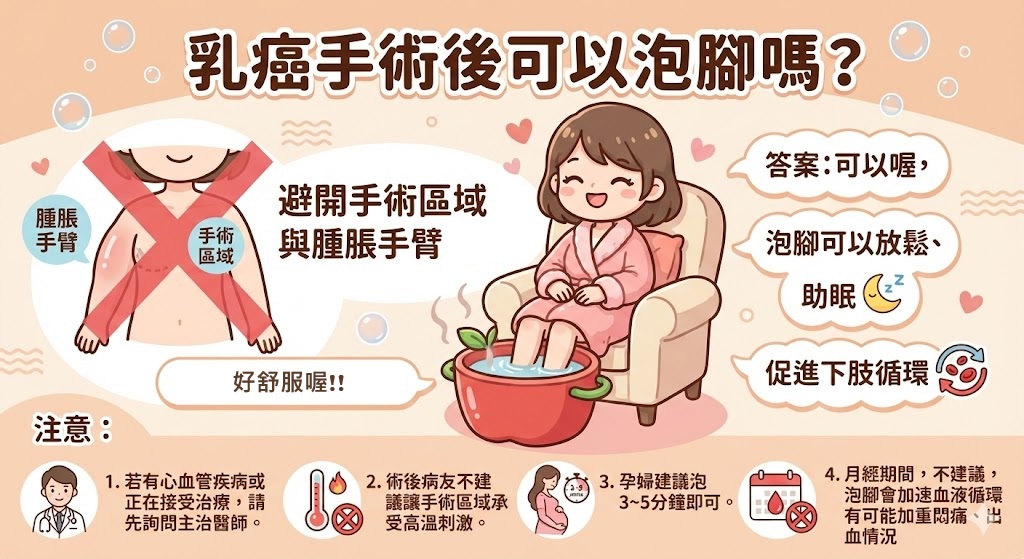 乳癌手術後可以泡腳嗎⁉️