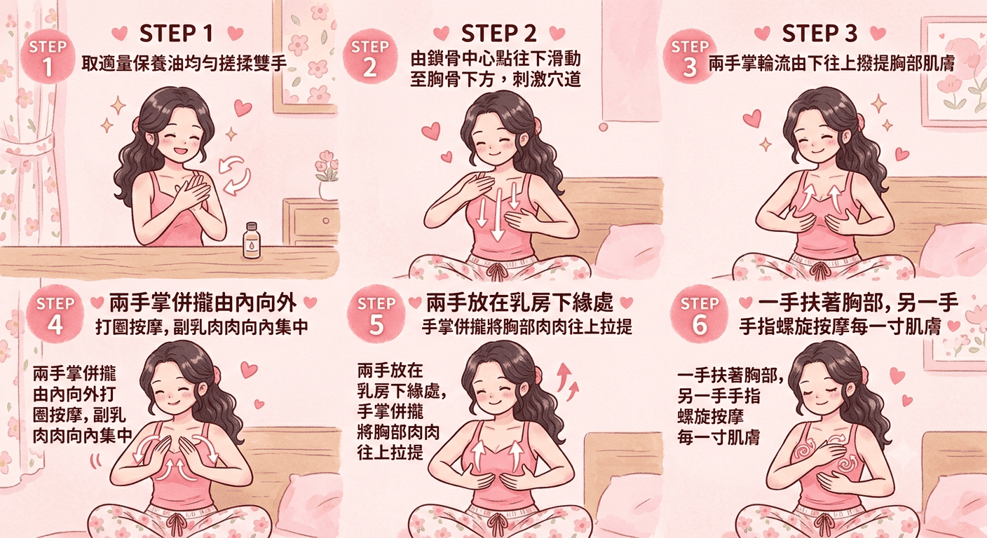 居家胸部按摩6步驟