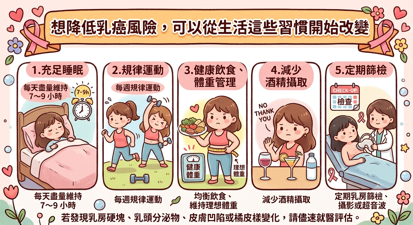 想降低乳癌風險，可以從生活這些習慣開始改變